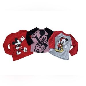 Disney / Jumping Beans Size 3T Mickey Mouse Red Long Sleeve Shirt Bundle